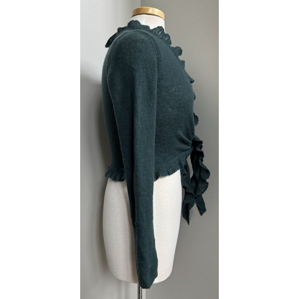 Vintage Laundry by Shelli Segal 100% Cashmere Ruffle Tie Front Wrap Cardigan~SM - Picture 12 of 13